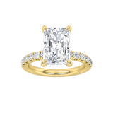 2CTW Radiant Shaped Lab Grown Diamond (F/VS) Hidden Halo Accented Ring in 14K Gold