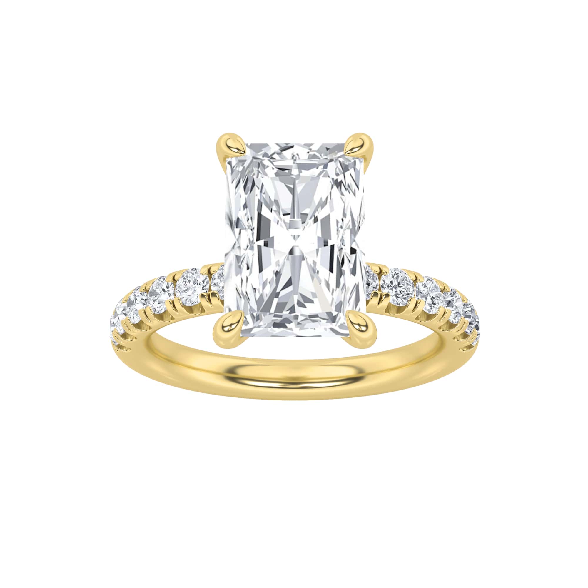 2CTW Radiant Shaped Lab Grown Diamond (F/VS) Hidden Halo Accented Ring in 14K Gold