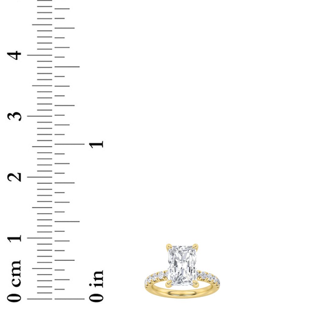 2CTW Radiant Shaped Lab Grown Diamond (F/VS) Hidden Halo Accented Ring in 14K Gold