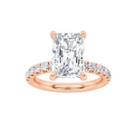2CTW Radiant Shaped Lab Grown Diamond (F/VS) Hidden Halo Accented Ring in 14K Gold