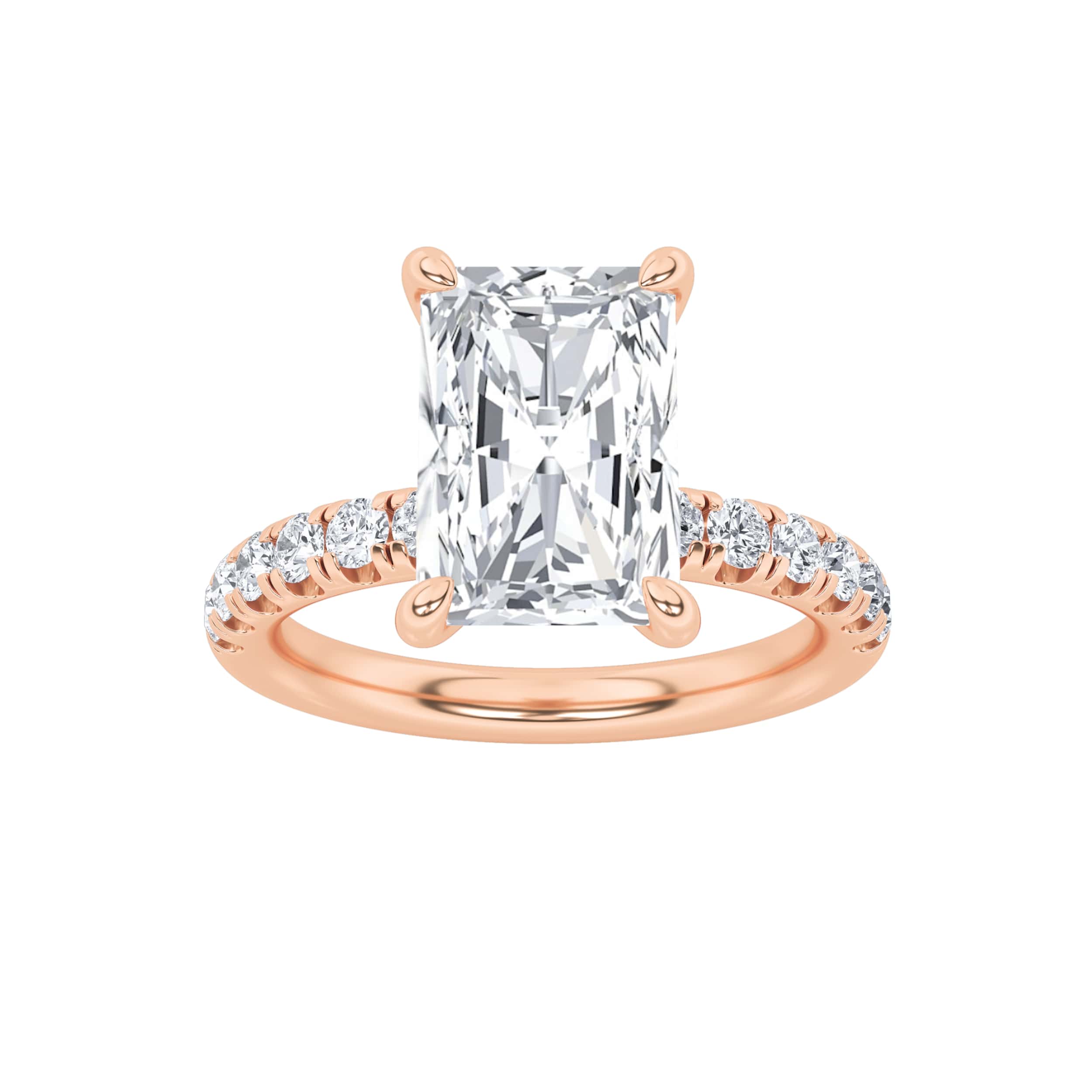 2CTW Radiant Shaped Lab Grown Diamond (F/VS) Hidden Halo Accented Ring in 14K Gold
