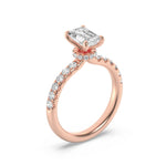 2CTW Radiant Shaped Lab Grown Diamond (F/VS) Hidden Halo Accented Ring in 14K Gold