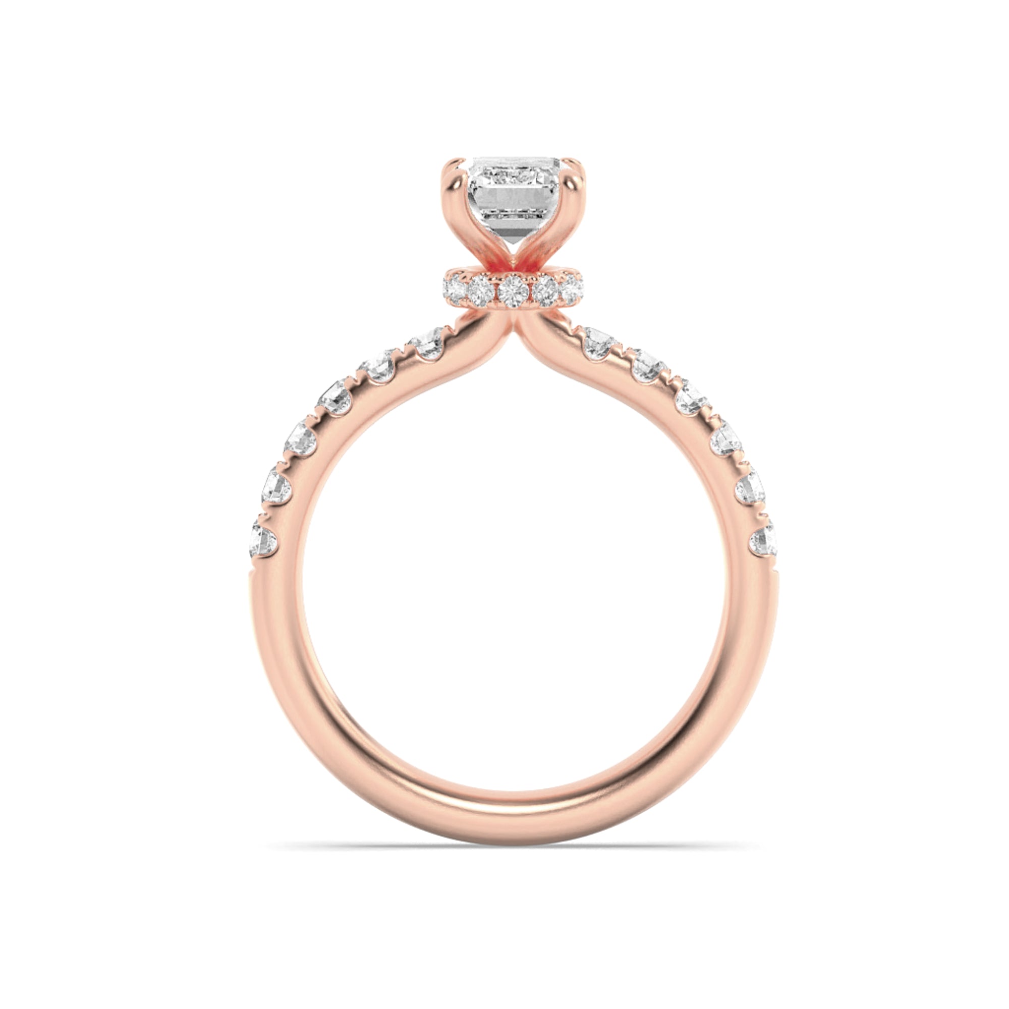 2CTW Radiant Shaped Lab Grown Diamond (F/VS) Hidden Halo Accented Ring in 14K Gold