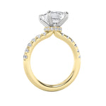 2CTW Radiant Shaped Lab Grown Diamond (F/VVS) Hidden Halo Accented Ring in 14K Gold