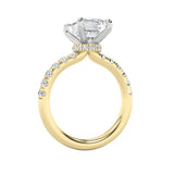 2CTW Radiant Shaped Lab Grown Diamond (F/VVS) Hidden Halo Accented Ring in 14K Gold