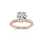 2CTW Round Shaped Lab Grown Diamond (F/VS) Hidden Halo Accented Ring in 14K Gold