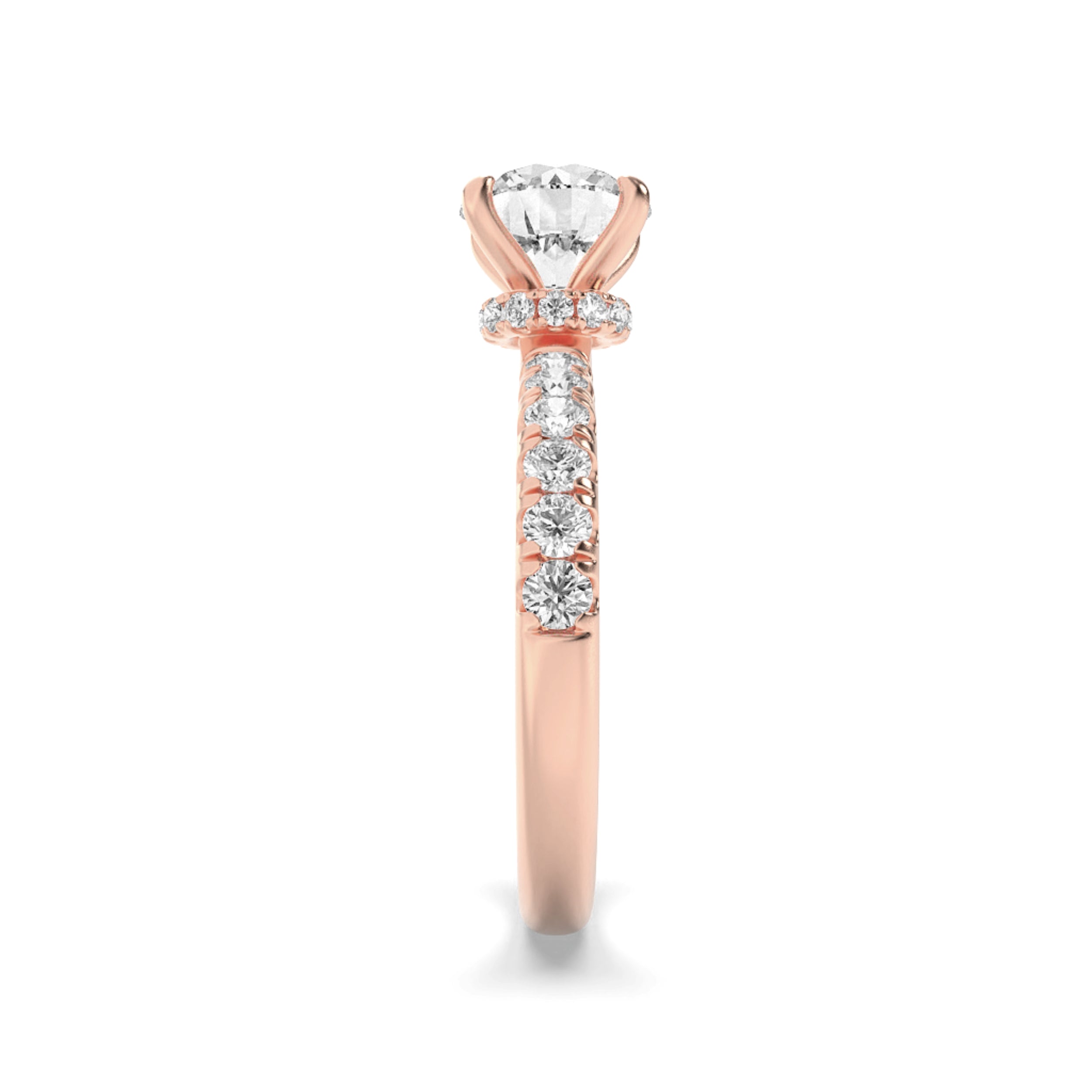 2CTW Round Shaped Lab Grown Diamond (F/VS) Hidden Halo Accented Ring in 14K Gold