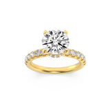 2.5CTW Round Shaped Lab Grown Diamond (F/VS) Hidden Halo Accented Ring in 14K Gold