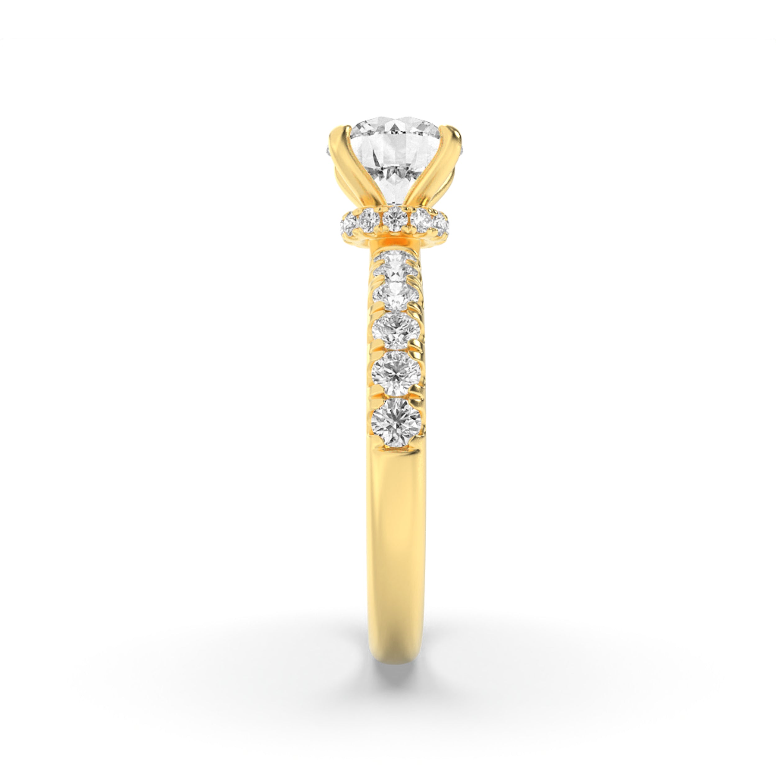2.5CTW Round Shaped Lab Grown Diamond (F/VS) Hidden Halo Accented Ring in 14K Gold