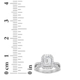 2CTW Emerald Shaped Lab Grown Diamond (G/VS) Split Shank Halo Accented Engagement Ring in 14K Gold