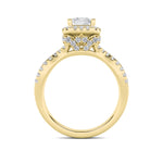 2CTW Emerald Shaped Lab Grown Diamond (G/VS) Split Shank Halo Accented Engagement Ring in 14K Gold