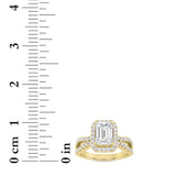 2CTW Emerald Shaped Lab Grown Diamond (G/VS) Split Shank Halo Accented Engagement Ring in 14K Gold