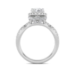2CTW Oval Shaped Lab Grown Diamond (F/VS) Split Shank Halo Accented Engagement Ring in 14K Gold