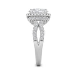 2CTW Oval Shaped Lab Grown Diamond (F/VS) Split Shank Halo Accented Engagement Ring in 14K Gold