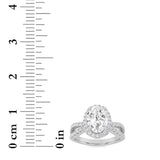 2CTW Oval Shaped Lab Grown Diamond (F/VS) Split Shank Halo Accented Engagement Ring in 14K Gold