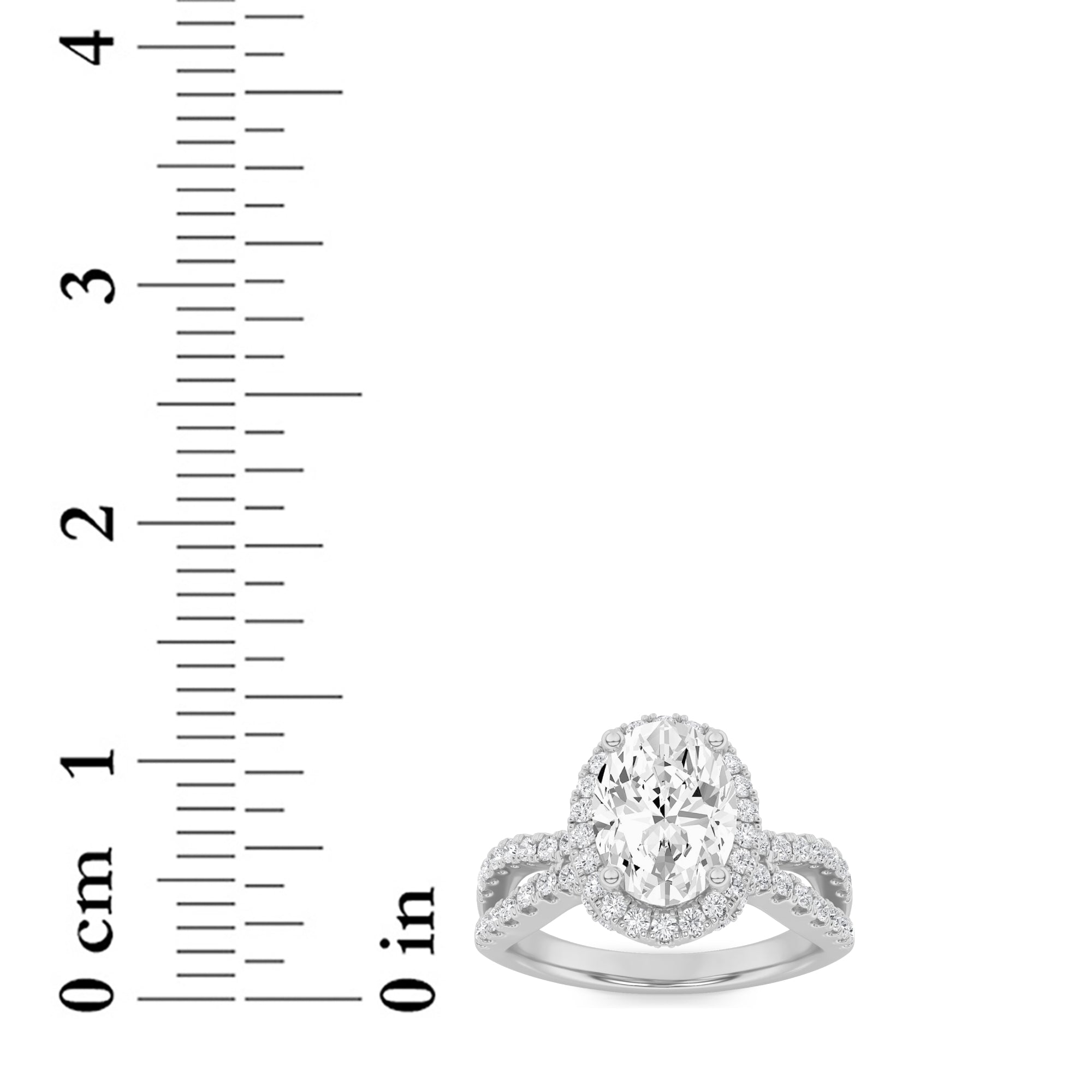 2CTW Oval Shaped Lab Grown Diamond (F/VS) Split Shank Halo Accented Engagement Ring in 14K Gold