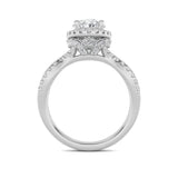 2CTW Oval Shaped Lab Grown Diamond (G/VS) Split Shank Halo Accented Engagement Ring in 14K Gold