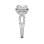2CTW Oval Shaped Lab Grown Diamond (G/VS) Split Shank Halo Accented Engagement Ring in 14K Gold