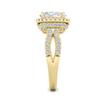 2CTW Oval Shaped Lab Grown Diamond (G/VS) Split Shank Halo Accented Engagement Ring in 14K Gold