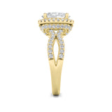 2CTW Oval Shaped Lab Grown Diamond (G/VS) Split Shank Halo Accented Engagement Ring in 14K Gold