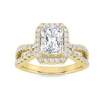 2CTW Radiant Shaped Lab Grown Diamond (F/VS)  Ring in 14K Gold