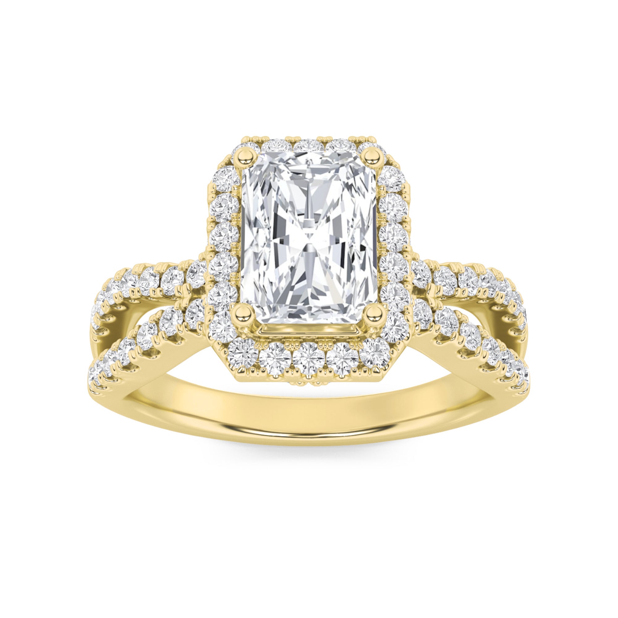 2CTW Radiant Shaped Lab Grown Diamond (F/VS)  Ring in 14K Gold
