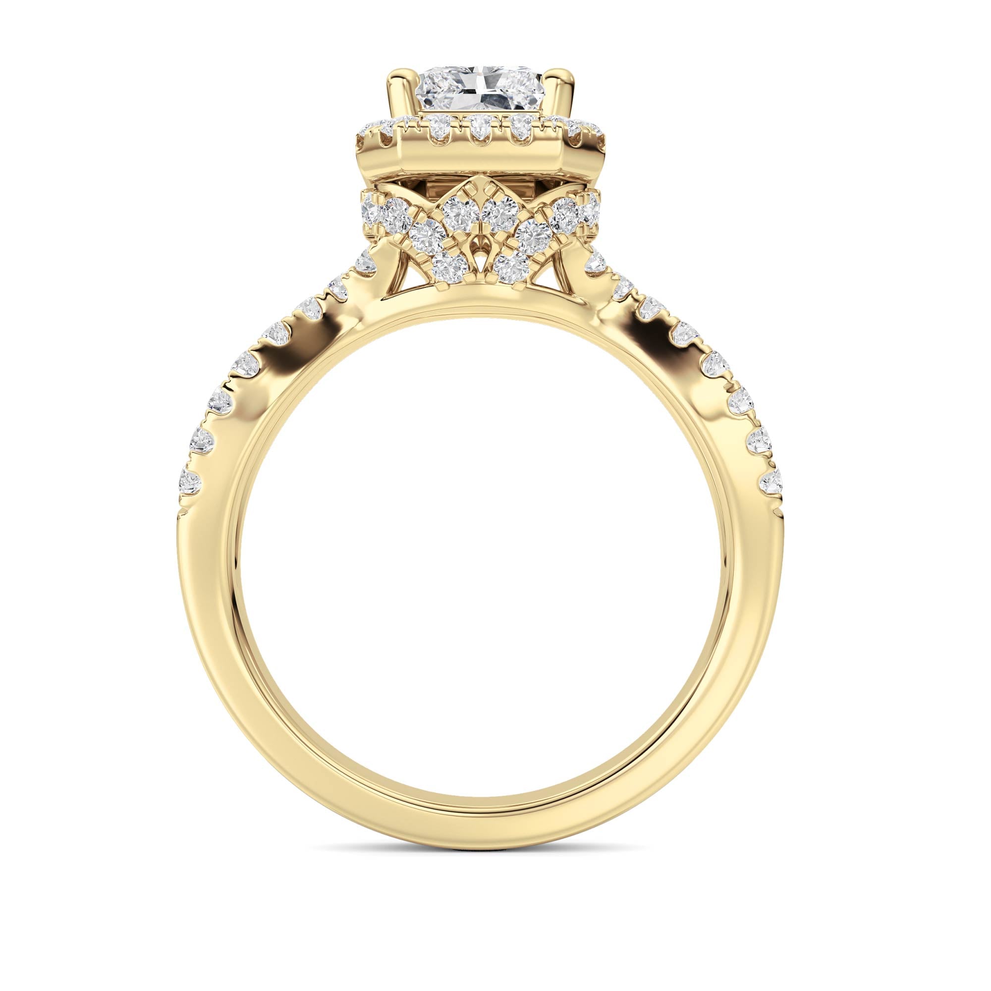 2CTW Radiant Shaped Lab Grown Diamond (F/VS)  Ring in 14K Gold