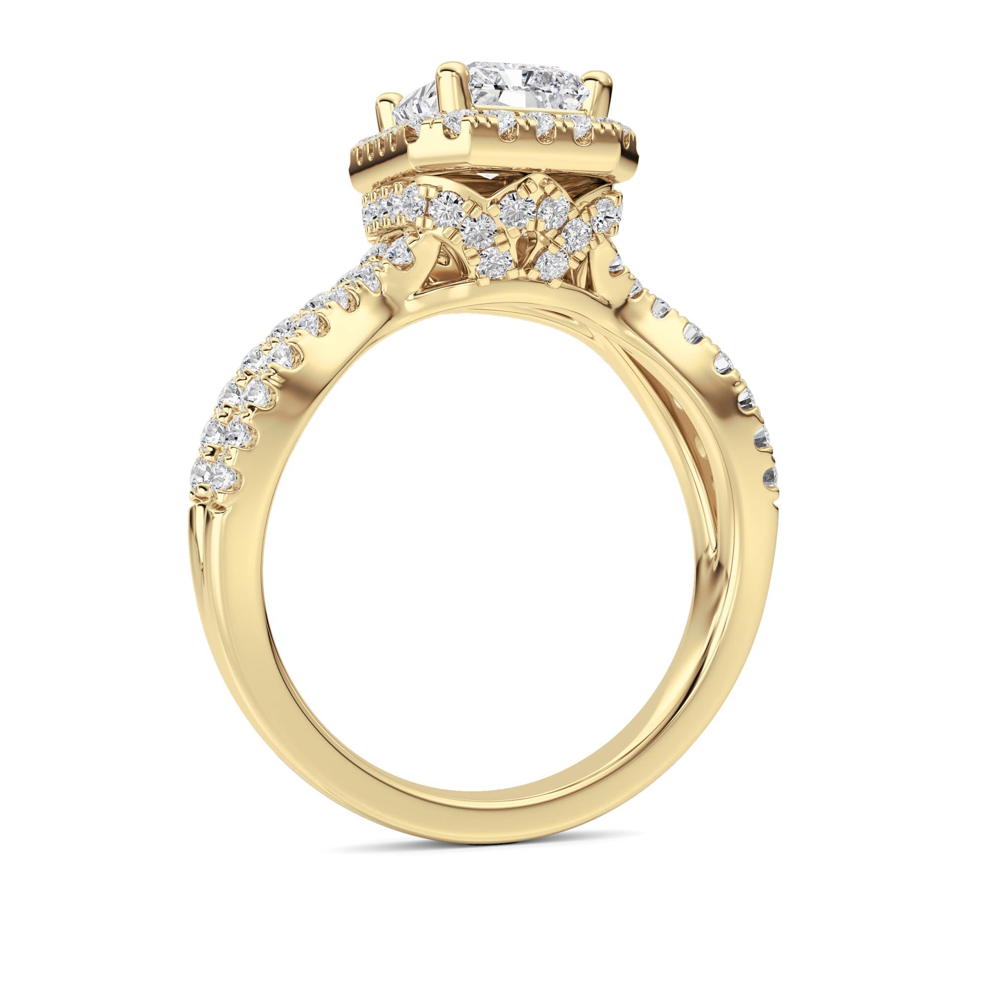 2CTW Radiant Shaped Lab Grown Diamond (F/VS)  Ring in 14K Gold