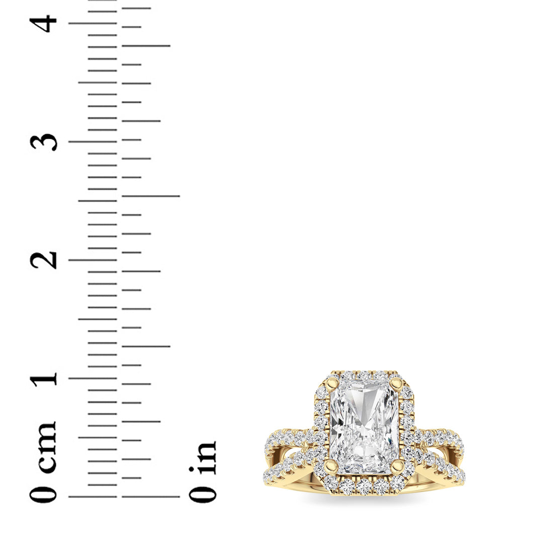 2CTW Radiant Shaped Lab Grown Diamond (F/VS)  Ring in 14K Gold