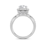 2CTW Round Shaped Lab Grown Diamond (F/VS) Split Shank Halo Accented Engagement Ring in 14K Gold