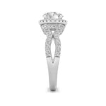 2CTW Round Shaped Lab Grown Diamond (F/VS) Split Shank Halo Accented Engagement Ring in 14K Gold