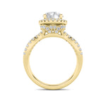 2CTW Round Shaped Lab Grown Diamond (F/VS) Split Shank Halo Accented Engagement Ring in 14K Gold