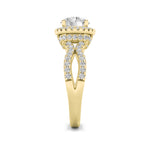 2CTW Round Shaped Lab Grown Diamond (F/VS) Split Shank Halo Accented Engagement Ring in 14K Gold