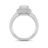 3CTW Marquise Shaped Lab Grown Diamond (F/VS) Three Row Accented Halo Engagement Ring in 14K Gold