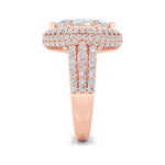 3CTW Marquise Shaped Lab Grown Diamond (F/VS) Three Row Accented Halo Engagement Ring in 14K Gold