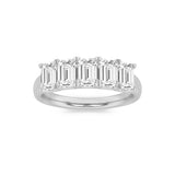 2CTW Emerald Shaped Lab Grown Diamond (F/VS) Five Stone Band Ring in 14K Gold