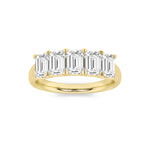 2CTW Emerald Shaped Lab Grown Diamond (G/VS) Five Stone Band Ring in 14K Gold