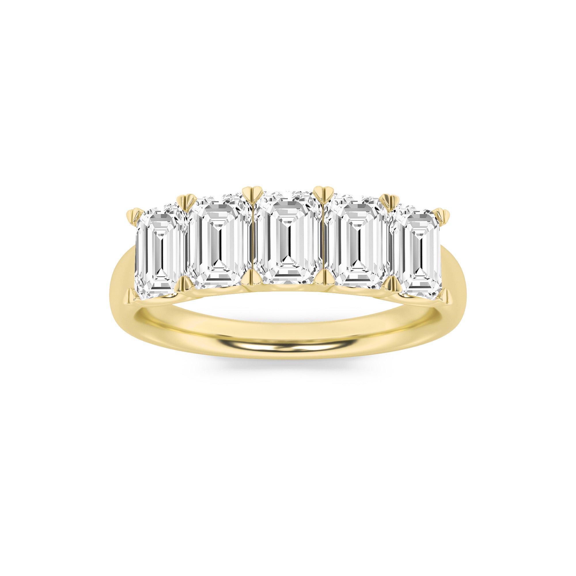 2CTW Emerald Shaped Lab Grown Diamond (G/VS) Five Stone Band Ring in 14K Gold