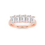 2CTW Emerald Shaped Lab Grown Diamond (F/VS) Ring in 14K Rose Gold