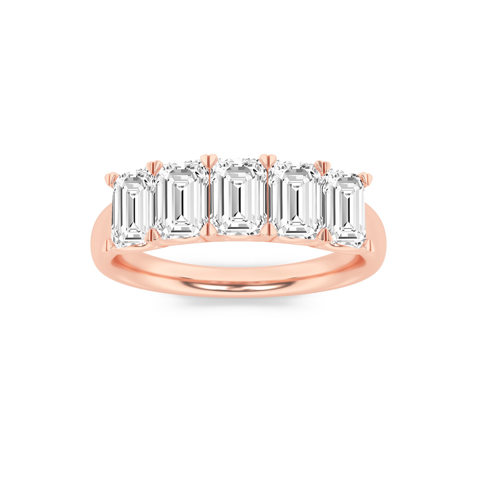 2CTW Emerald Shaped Lab Grown Diamond (F/VS) Ring in 14K Rose Gold