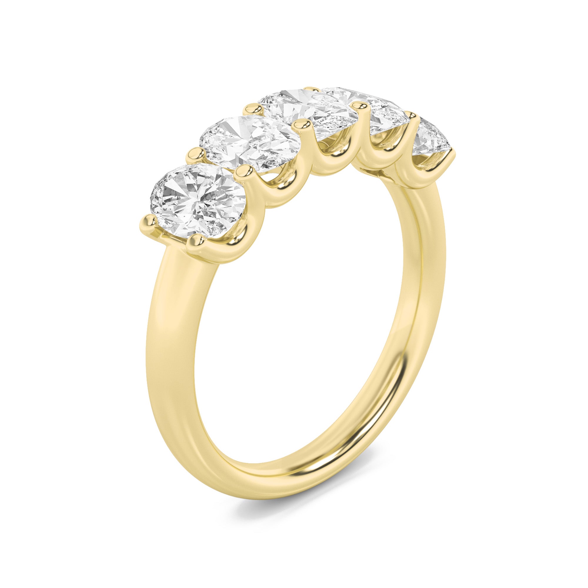 2CTW Oval Shaped Lab Grown Diamond (F/VS) Five Stone Band Ring in 14K Gold
