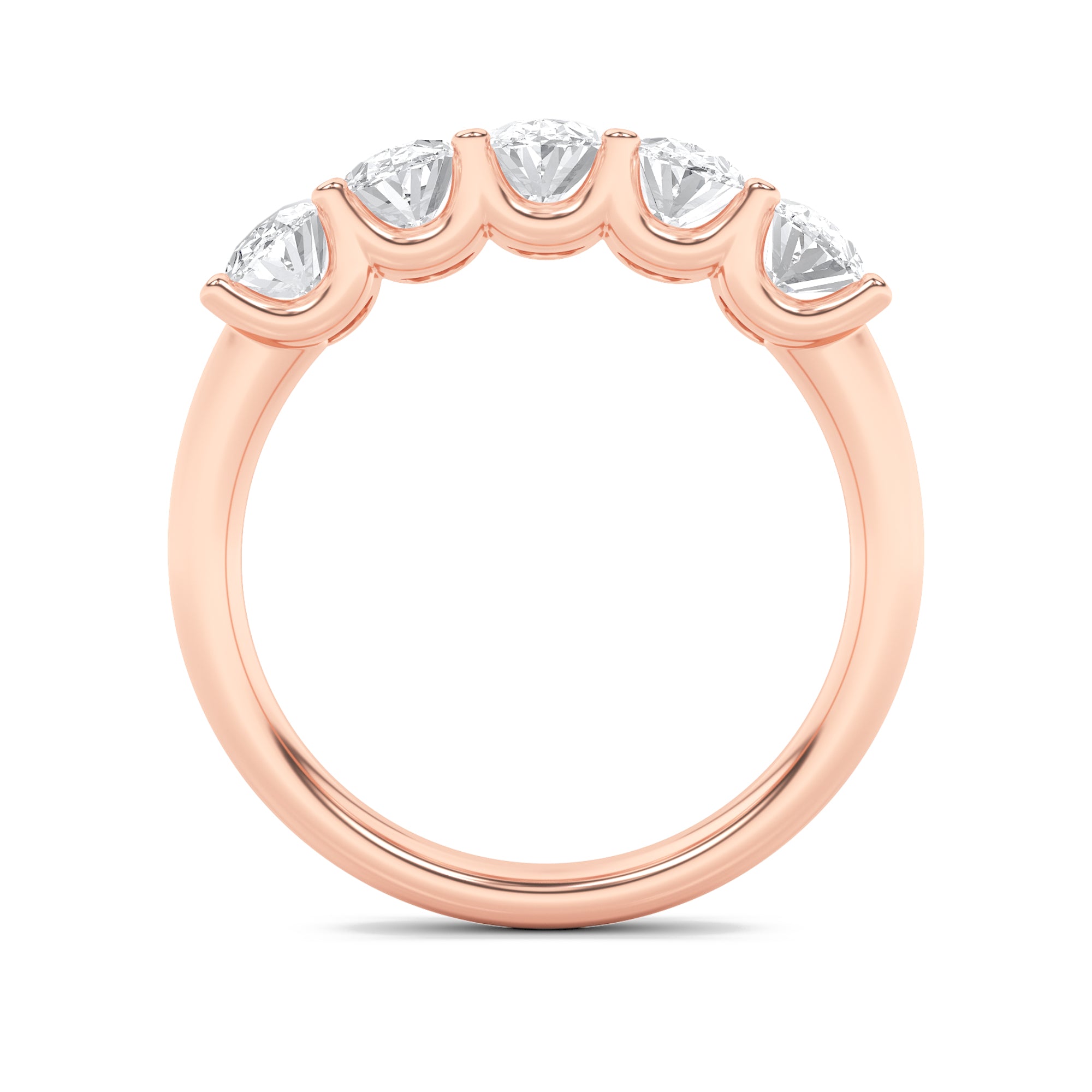 2CTW Oval Shaped Lab Grown Diamond (F/VS) Five Stone Band Ring in 14K Gold