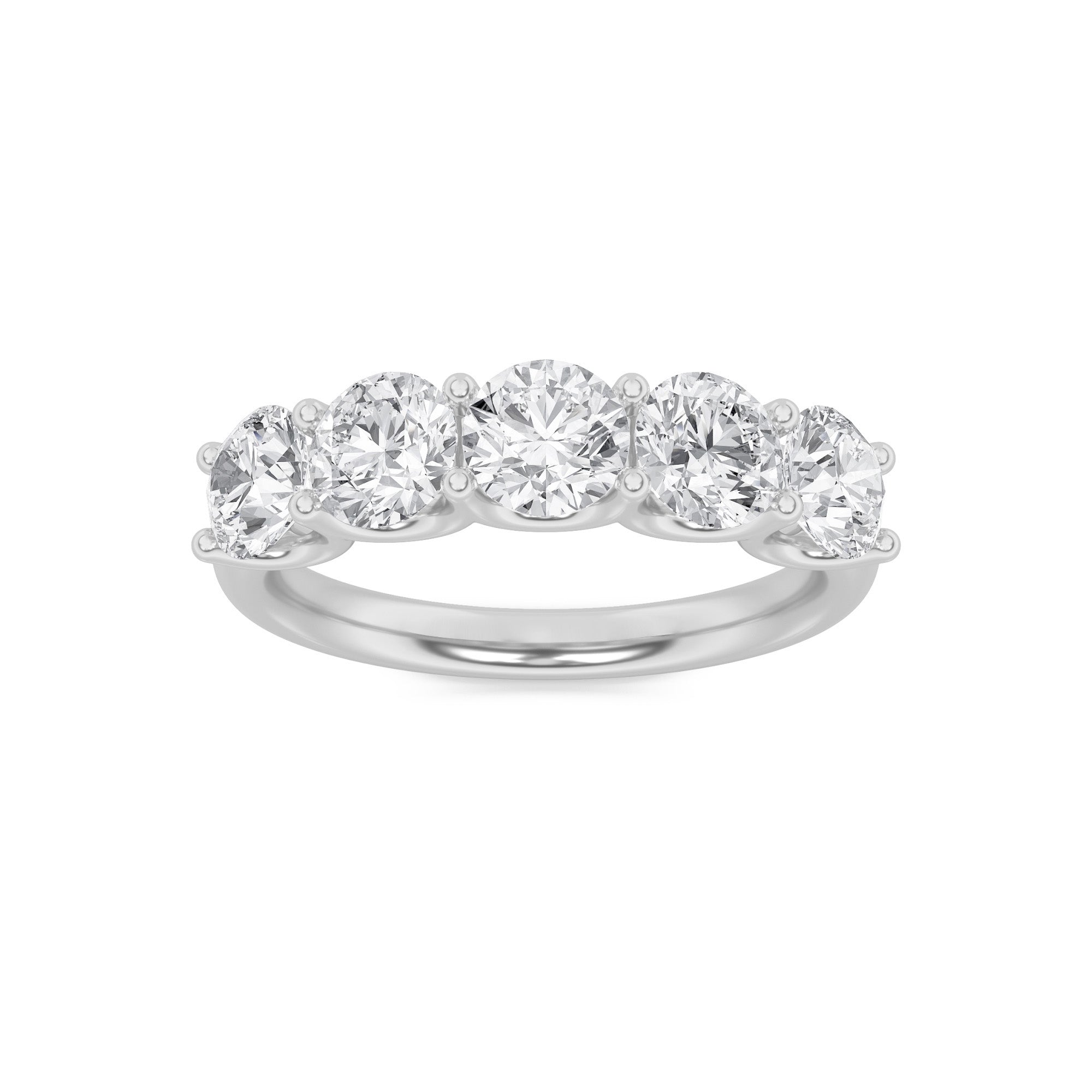 2CTW Round Shaped Lab Grown Diamond (G/VS) Five Stone Band Ring in 14K Gold