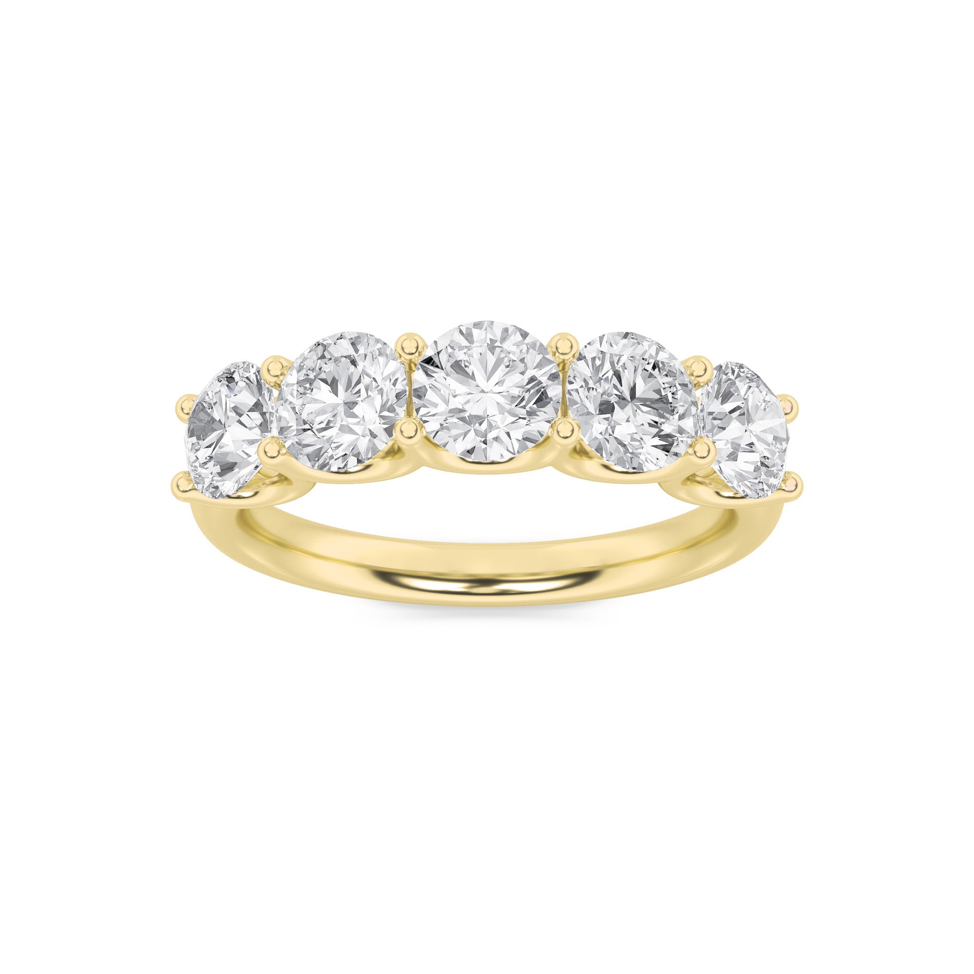 2CTW Round Shaped Lab Grown Diamond (F/VS) Five Stone Band Ring in 14K Gold