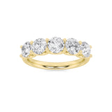 2CTW Round Shaped Lab Grown Diamond (G/VS) Five Stone Band Ring in 14K Gold