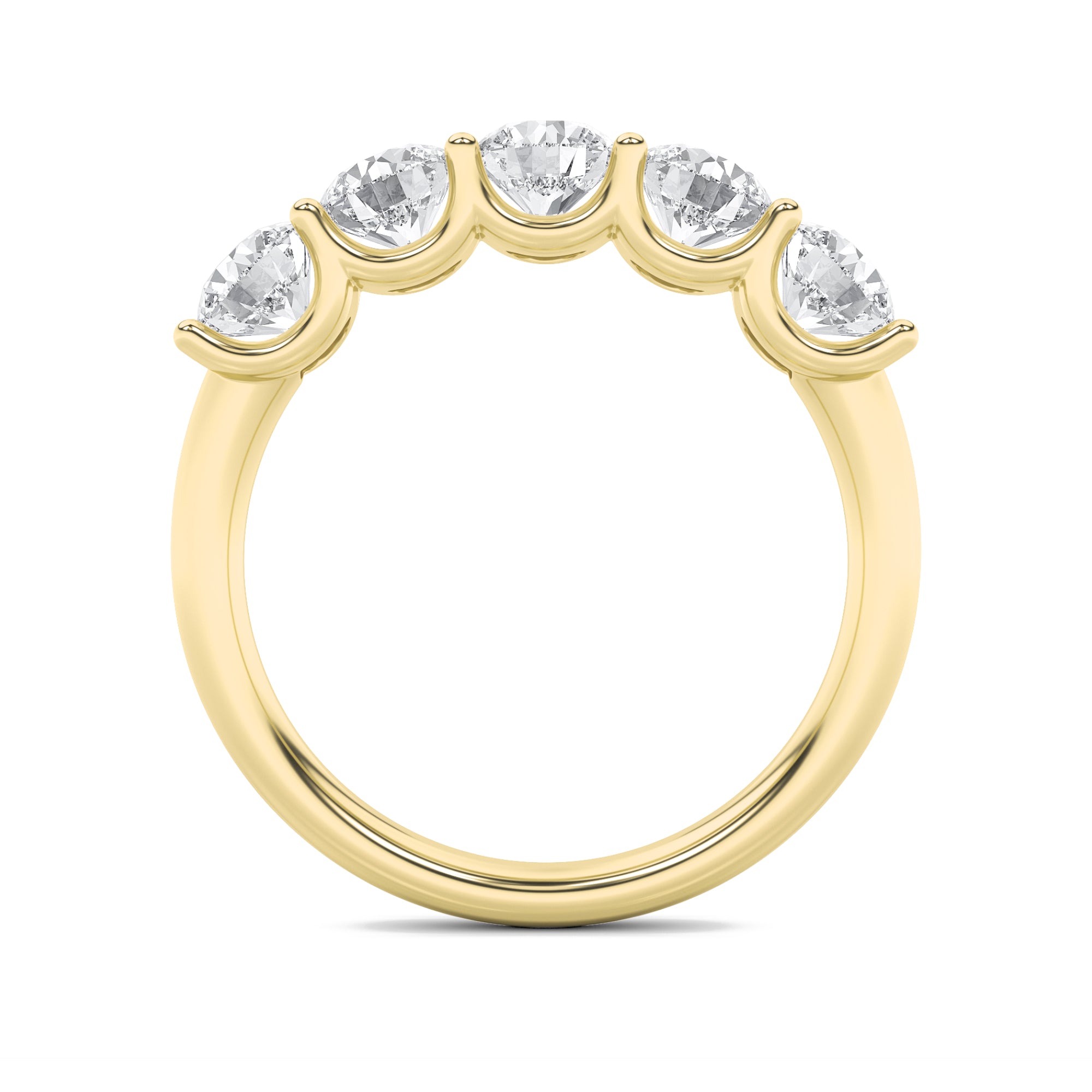 2CTW Round Shaped Lab Grown Diamond (G/VS) Five Stone Band Ring in 14K Gold