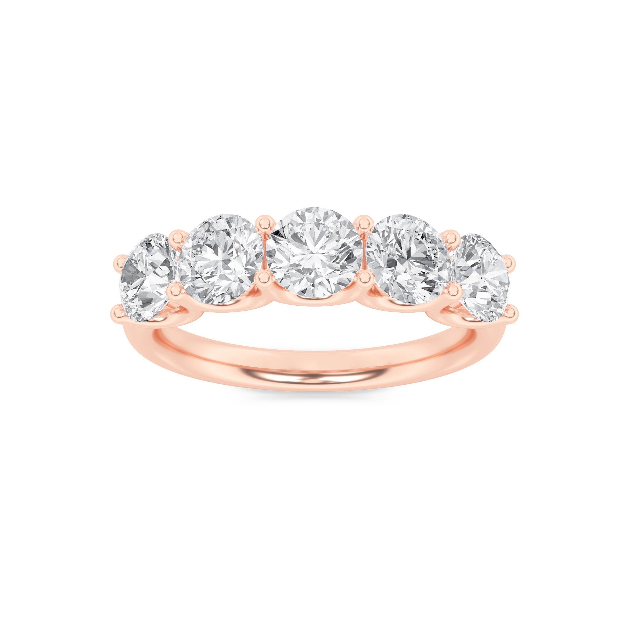 2CTW Round Shaped Lab Grown Diamond (F/VS) Five Stone Band Ring in 14K Gold