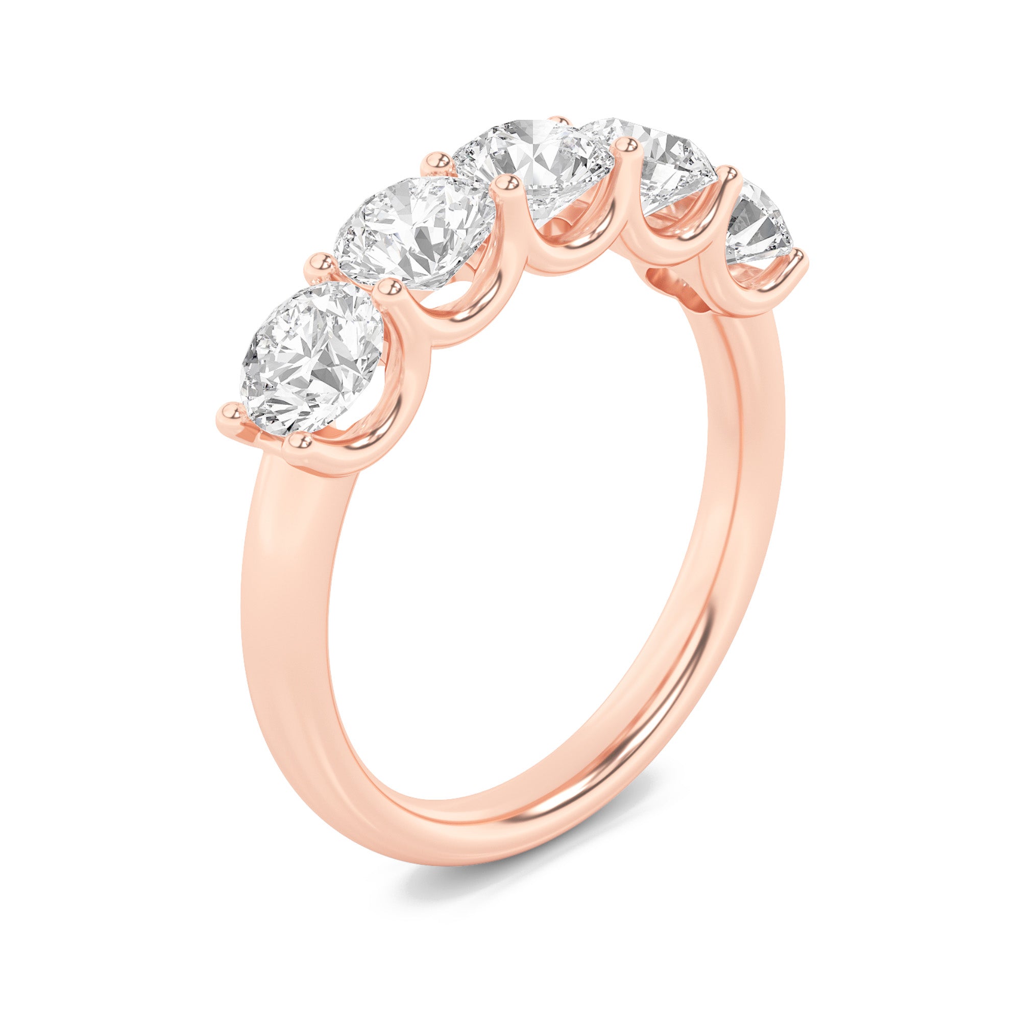 2CTW Round Shaped Lab Grown Diamond (F/VS) Five Stone Band Ring in 14K Gold