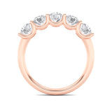 2CTW Round Shaped Lab Grown Diamond (F/VS) Five Stone Band Ring in 14K Gold