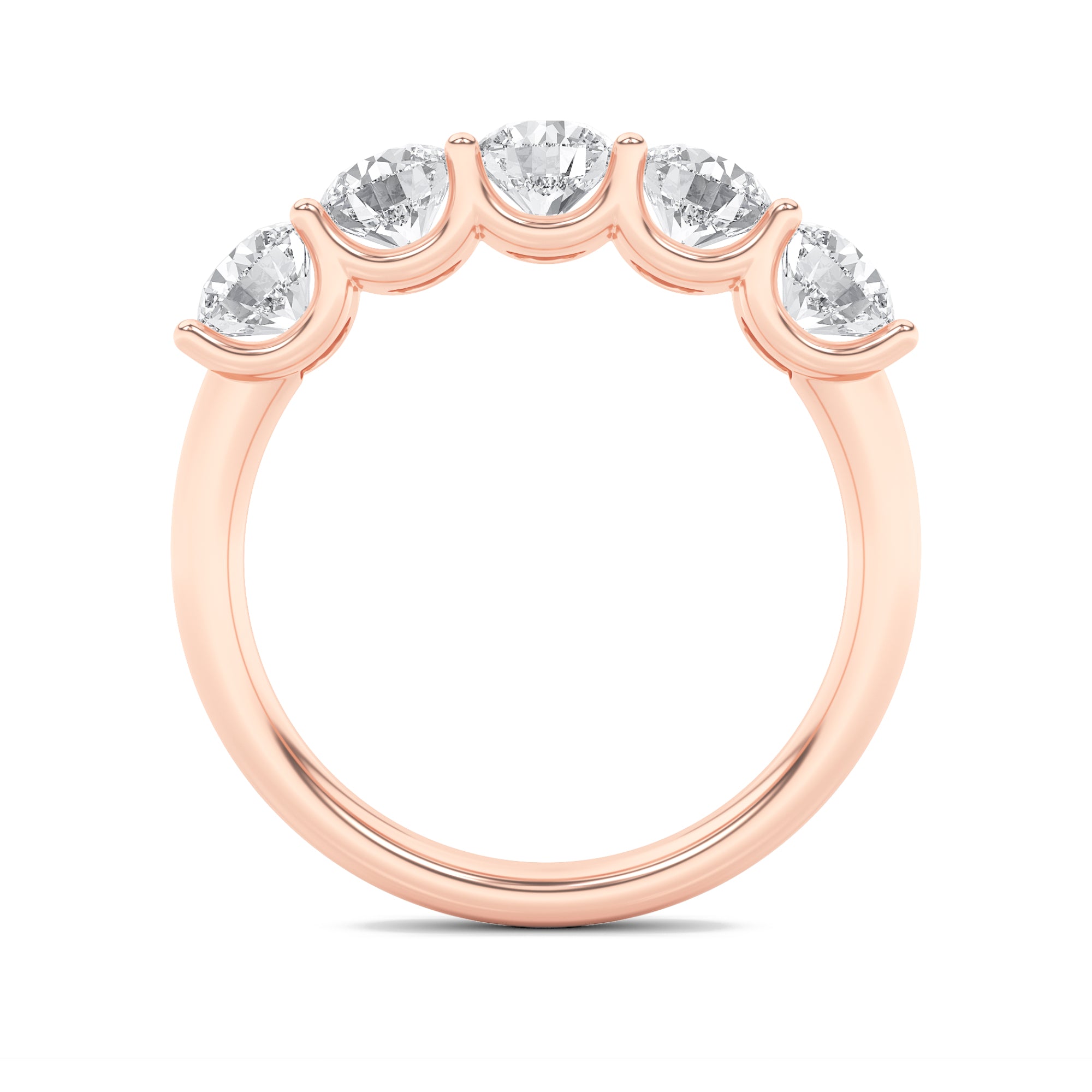 2CTW Round Shaped Lab Grown Diamond (F/VS) Five Stone Band Ring in 14K Gold